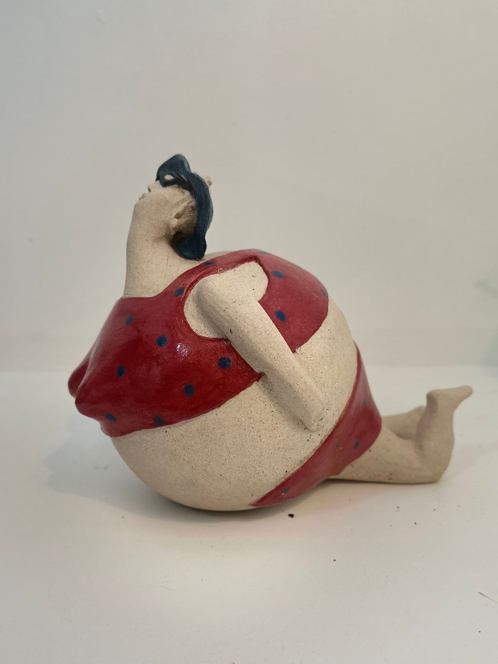 Baigneuse "Edith" - maillot rouge a pois bleu
