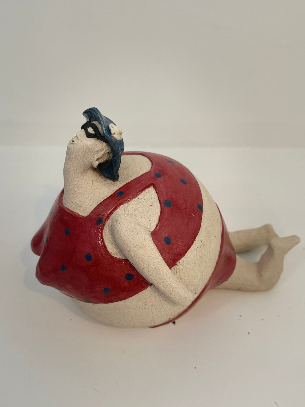 Baigneuse "Edith" - maillot rouge a pois bleu