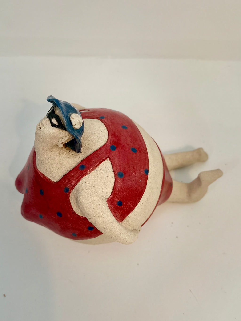 Baigneuse "Edith" - maillot rouge a pois bleu